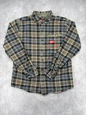 Milwaukee GRIDIRON M551 Plaid Work Shirt Men’s M Gray Black